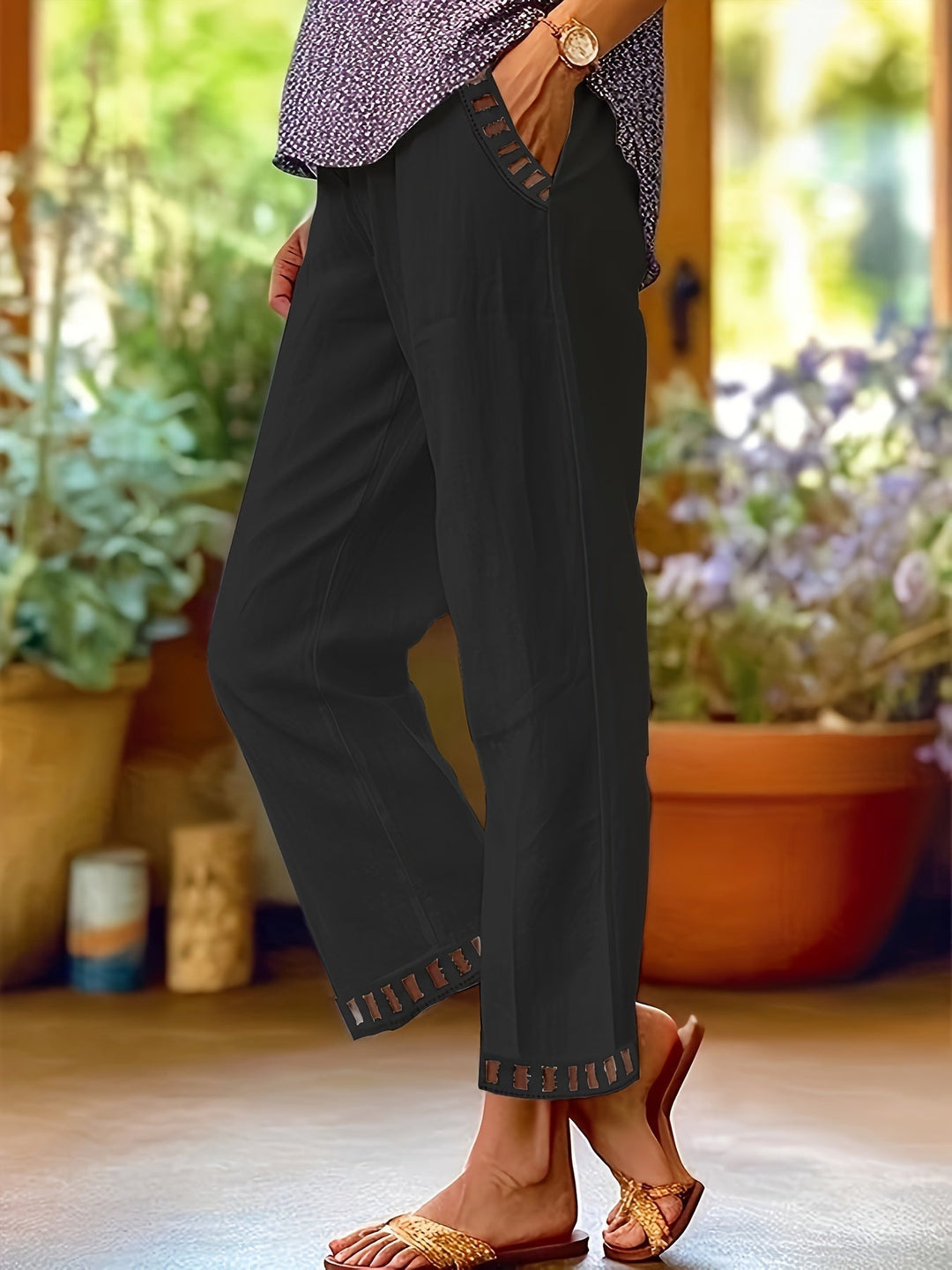 Wren – Pantalones Cropped Relax con Detalles en Contraste