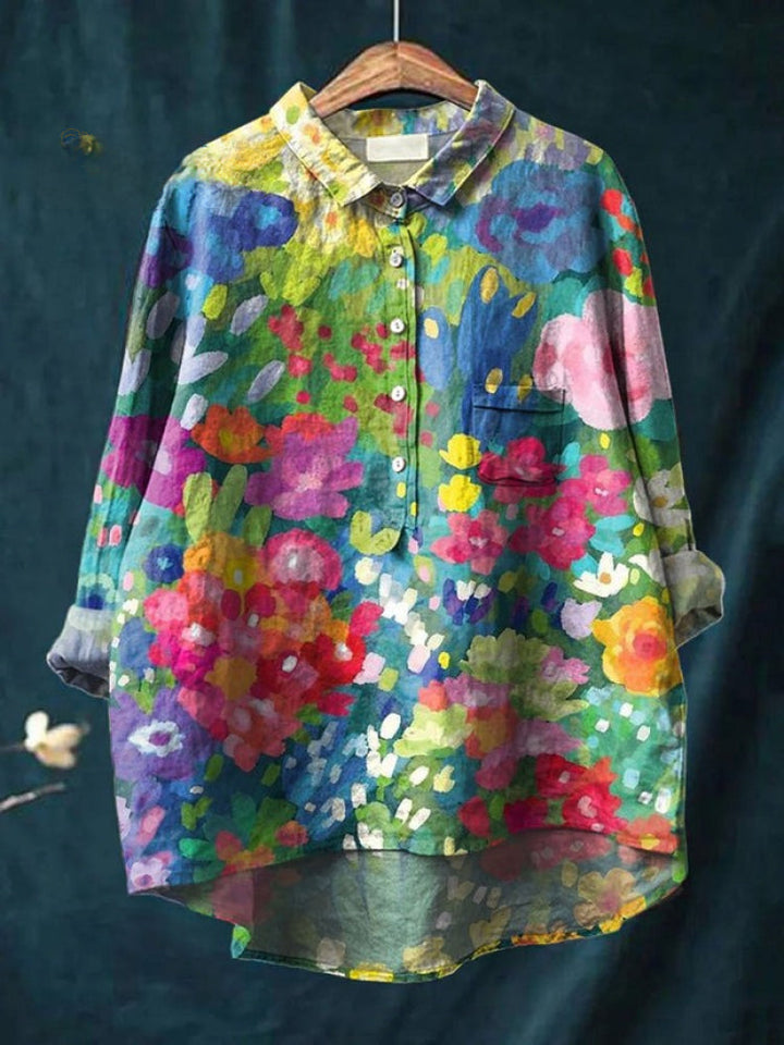 Lina | Camisa Bordada Floral Vibrante