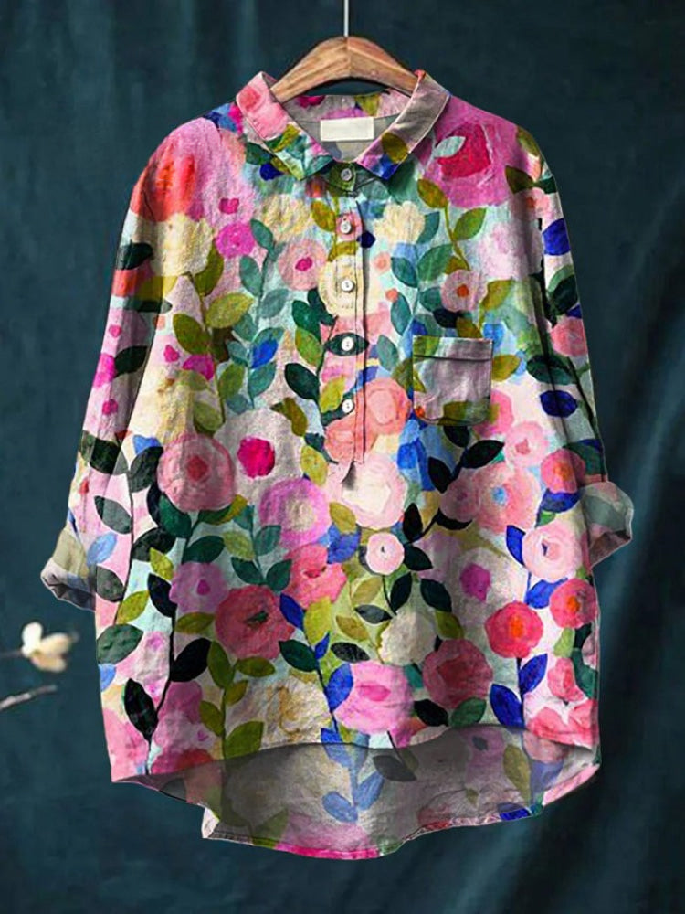 Lina | Camisa Bordada Floral Vibrante